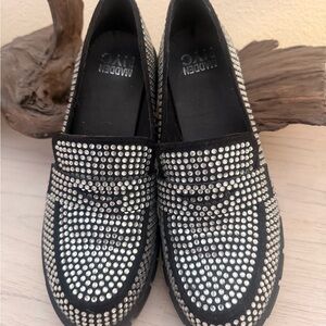 Madden NYC Black and Silver Embellished Loafers